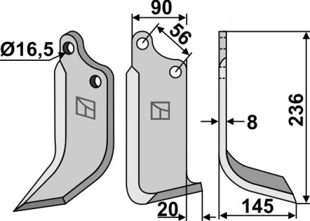 Fräsmesser 236x09mm, rechts